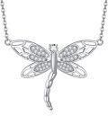 wholesale 925 Sterling Silver Dragonfly Pendant Necklace with Cubic Zirconia - Cute  for Women and Girls Who Love Animals-0-0