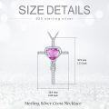 wholesale TOUPOP Pink Tourmaline Cross Necklace For Women Sterling Silver October Birthstone Cross Pendant Necklace Heart Cross Christian Jewelry Birthday Christmas Gifts For Women Her -0-5
