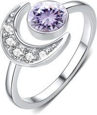 wholesale 925 Sterling Silver Moonstone Birthstone Rings for Women Adjustable Open Ring Gift for Wife Mom Daughter-june birthstone