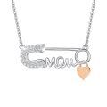 wholesale 925 Sterling Silver Hypoallergenic S925 Mom Safety Pin Necklace with White Gold Plating, Nickel-Free, Lead-Free, Cadmium-Free, Gift for Mother's Day-0-0