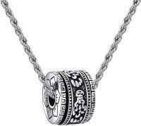 wholesale 925 Sterling Silver Round Bead Pendant with Religious Figures and Patterns on Chain for Men Women  48cm Length-Buddhism