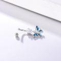 wholesale 925 Sterling Silver Blue Butterfly Belly Button Ring 14G Hypoallergenic Dangling Navel Jewelry Gift-0-2