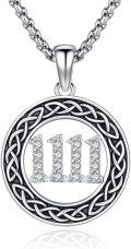 wholesale 925 Sterling Silver 3D Celtic Knot Angel Number 111 Pendant Necklaces for Women Girls Birthday Gifts Jewelry Accessories-0-0