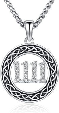 wholesale 925 Sterling Silver 3D Celtic Knot Angel Number 111 Pendant Necklaces for Women Girls Birthday Gifts Jewelry Accessories-1111