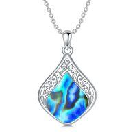 wholesale 925 Sterling Silver Pendant With Green Tree In Bubbles Quartz Crystal-Abalone Shell