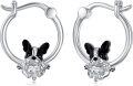 wholesale 925 Sterling Silver French Bulldog Huggie Hoop Earrings with Crystal Accents for Women Dog Lover Gift Ideas-0-0