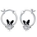 wholesale 925 Sterling Silver French Bulldog Hoop Earrings With Heart Charm-0-0