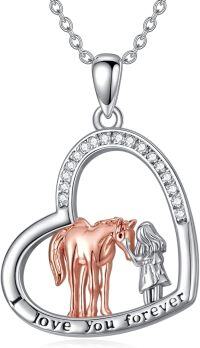 wholesale TOUPOP Horse Necklace Horse Heart Pendant Necklace Birthday Christmas Jewelry Gifts For Women -undefined