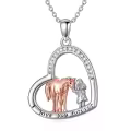TOUPOP Stainless Steel Crystal Horse Heart Pendant Necklace-0-0