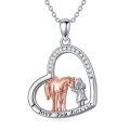 TOUPOP Stainless Steel Crystal Horse Heart Pendant Necklace-0-0