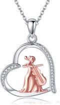wholesale 925 Sterling Silver Heart-Shaped Cellist Pendant Necklace with CZ Stones - Christmas Gift for Her-0-0