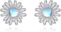 wholesale Sterling Silver & Moonstone Sunflower Earrings – Fashionable, Hypoallergenic, Lightweight Gift for Women-Sunflower Earrings