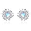 wholesale 925 Sterling Silver Blue Moonstone Daisy Flower Stud Earrings For Women-0-0