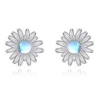 wholesale 925 Sterling Silver Sunflower Earrings Wholesale With Moonstone Center-Sunflower Earrings
