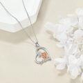 wholesale 925 Sterling Silver Heart-Shaped Pendant with Rose Flower and Butterfly Charm Necklace-0-2
