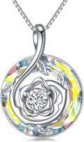 wholesale  Sterling Silver Crystal Infinity Rose Pendant Necklace Mother s Day Gift -0-19