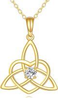 wholesale 14K Gold Celtic Knot Diamond Pendant Necklace for Women Irish s-0-0