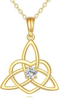 wholesale 14K Gold Celtic Knot Diamond Pendant Necklace for Women Irish s-J