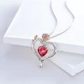 wholesale 925 Sterling Silver Rose Heart Birthstone Necklace for Women Valentine s Day Mother s Day Gift-0-2