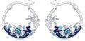 wholesale 925 Sterling Silver Turtle Palm Tree Starfish Blue Enamel Huggie Hoop Earrings-0-0