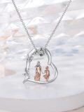 wholesale 925 Sterling Silver Mother and 2 Daughters Heart Pendant Necklace for Women-0-2