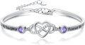 wholesale Sterling Silver Adjustable Infinity Heart Bangle for Women-0-5