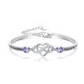 wholesale 925 Sterling Silver Forever My Daughter Heart Bangle With Pink Stones-0-5