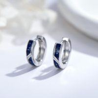 wholesale 925 Sterling Silver Lapis Lazuli Viking Celtic Cross Huggie Hoop Earrings 14mm for Women Men Gifts-Lapis Lazuli