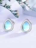 wholesale Sterling Silver Opal Moonstone Larimar Turquoise Teardrop Stud Earrings-0-4