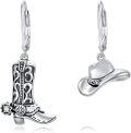 wholesale 925 Sterling Silver Cowgirl Boots & Hats Drop Earrings - Western Bohemian Style Jewelry for Women-0-0