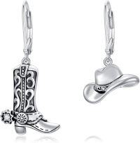 wholesale 925 Sterling Silver Cowgirl Boots & Hats Drop Earrings - Western Bohemian Style Jewelry for Women-Cowboy A