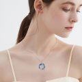 wholesale 925 Sterling Silver Round Blue Crystal Dragonfly Pendant Necklace for Women-0-1