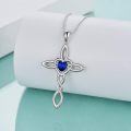 wholesale 925 Sterling Silver White Gold Plated Celtic Cross Heart Citrine Pendant Necklace-0-45
