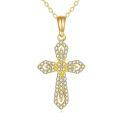 wholesale 14k Gold Cross Pendant With Green Heart Gemstone Necklace-0-1