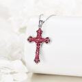 wholesale 925 Sterling Silver Red Enamel Gothic Cross Pendant Necklace for Women Christian s-0-4