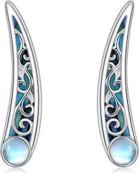 wholesale 925 Sterling Silver Moonstone Vintage Fairy Wing Studs for Women-Filigree-abalone shell