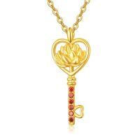 wholesale 925 Sterling Silver Heart Rose Key Pendant Necklace-07-Jul-Lotus