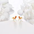 wholesale 14k Gold Bunny Rabbit Orange Opal Pearl Stud Earrings-0-3