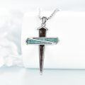 wholesale 925 Sterling Silver Cross Turquoise Stone Wooden Bead Pendant Necklace -0-1