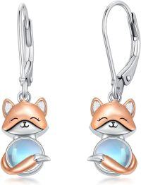wholesale 925 Sterling Silver Fox Moonstone Drop Earrings Gifts for Women-Fox