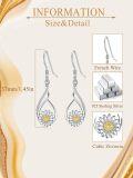 wholesale 925 Sterling Silver AAA Cubic Zirconia Daisy Dangle Drop Earrings for Women, Gift for Her-0-5