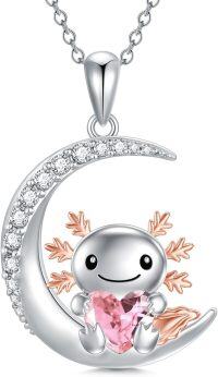 wholesale Sterling Silver Animal Birthstone Necklace Otter Axolotl Hippo Pendant Jewelry Gift for Women-10-Oct-Axolotl