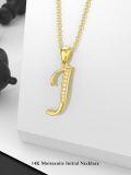 wholesale  14K Solid Gold Moissanite Initial Pendant Necklace A-Z, 16 Chain, Personalized Gift for Women-0-3