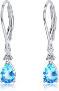 wholesale 925 Sterling Silver Teardrop Blue Topaz & Cubic Zirconia Dangle Earrings for Women-0-0