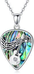 wholesale Sterling Silver Guitar Pick Pendant Necklace Musical Jewelry Gift-0-6