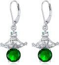 wholesale 925 Sterling Silver Frog Yoga Green Crystal Drop Earrings s for Her-0-0