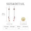 wholesale 925 Sterling Silver Red Crystal Drop Dangle Threader Earrings w/Flower & Butterfly Charm-0-2