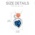 TOUPOP Sterling Silver Blue Crystal Healing Rose Flower Pendant Necklace-0-2