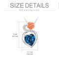 TOUPOP Sterling Silver Blue Crystal Healing Rose Flower Pendant Necklace-0-2