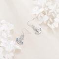 wholesale 925 Sterling Silver Anchor Sea Life Dangle Earrings w/ Blue Ocean Stones for Women & Girls-0-1